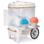 Nostalgia 160 oz. Countertop Snow Cone Maker with Stainless Steel Blades and Reusable Cones - White thumbnail 1