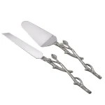 Heim Concept Silver Leaf Cake Servers, 2-Piece Stainless Steel Set thumbnail 1