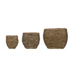 3R Studios Bamboo Branch Decorative Wicker Baskets with Plastic Lining, Set of 3, Brown thumbnail 1