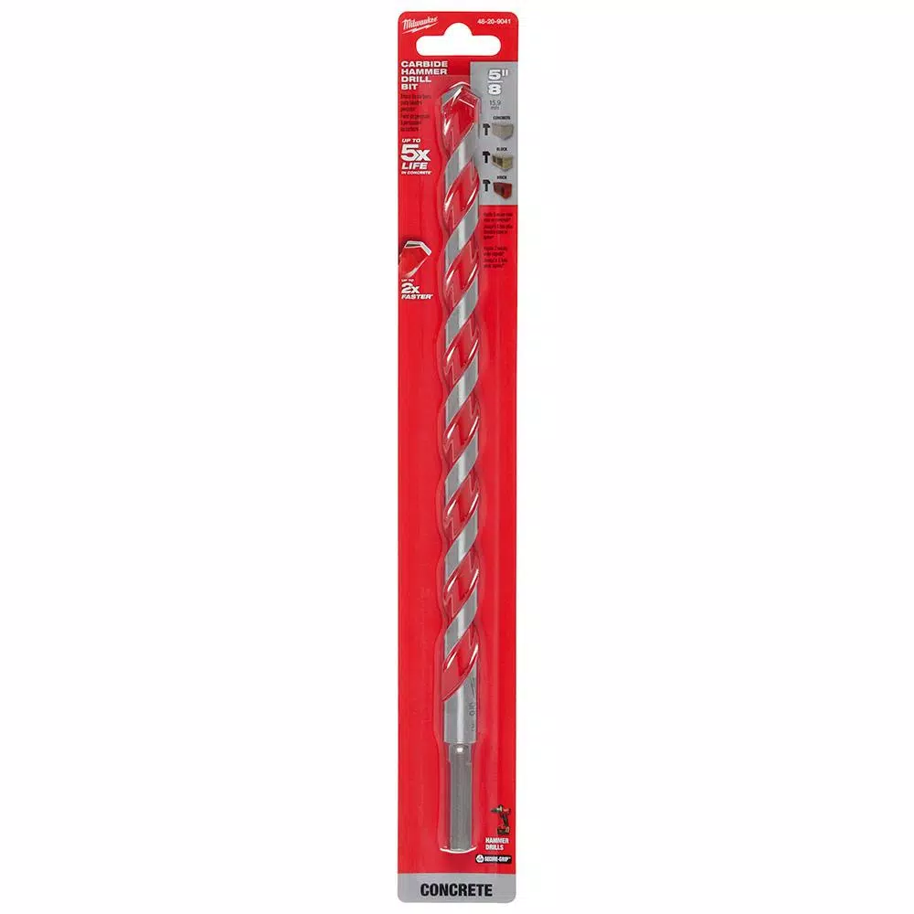 Milwaukee 5/8 in. x 12 in. Carbide Hammer Drill Bit for Concrete, Brick, and Block