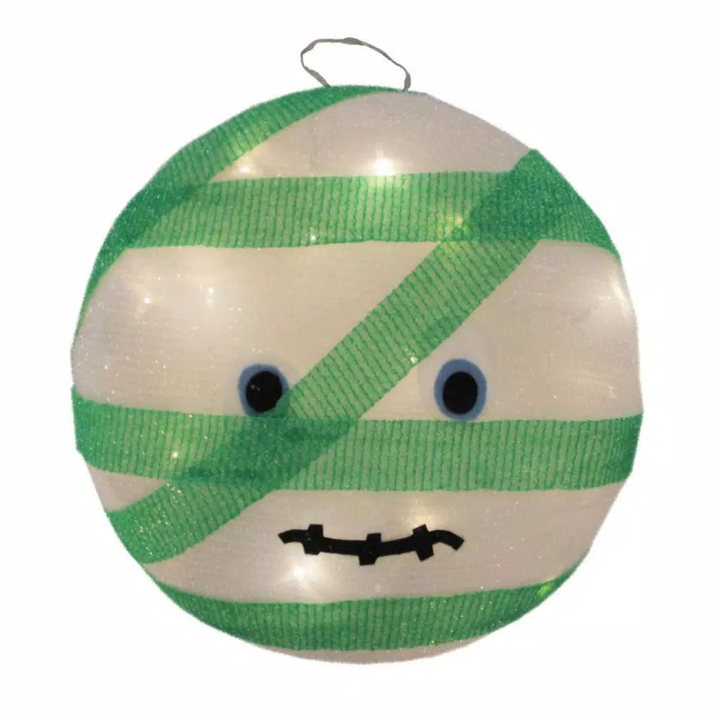 Northlight 14 in. LED Mummy and Frankenstein Halloween Hanging Decorations, Set of 2