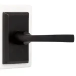 Baldwin Reserve Taper Dark Bronze Passage Door Lever with Rustic Square Rose thumbnail 3