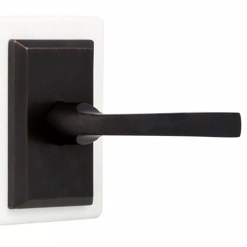 Baldwin Reserve Taper Dark Bronze Passage Door Lever with Rustic Square Rose