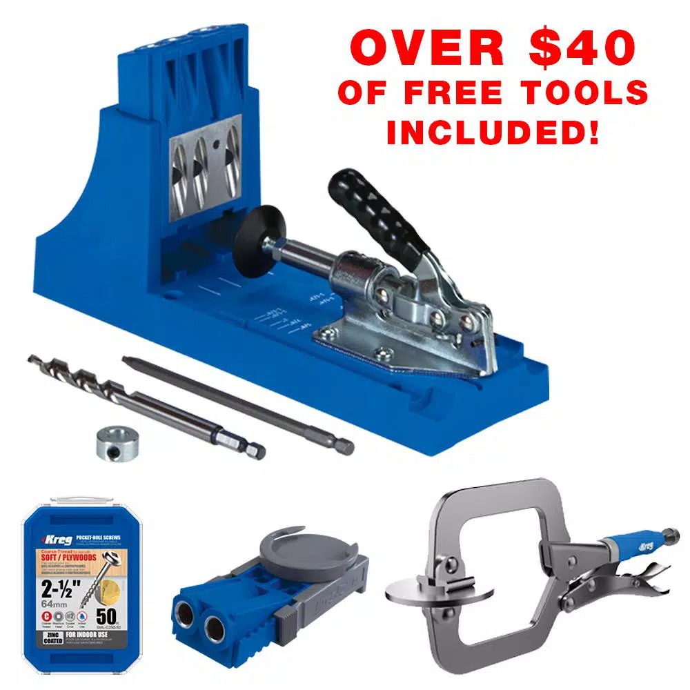 Kreg Jig K4 Pocket-Hole System with R3 Drill Guide, Face Clamp, and 50-Pack Screws