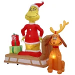 Gemmy 6 ft. Airblown Inflatable Grinch and Max on Sled Holiday Scene with LED Lights thumbnail 8