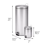 Honey-Can-Do Stainless Steel Step Trash Can Combo Set, 30L and 3L Round thumbnail 4