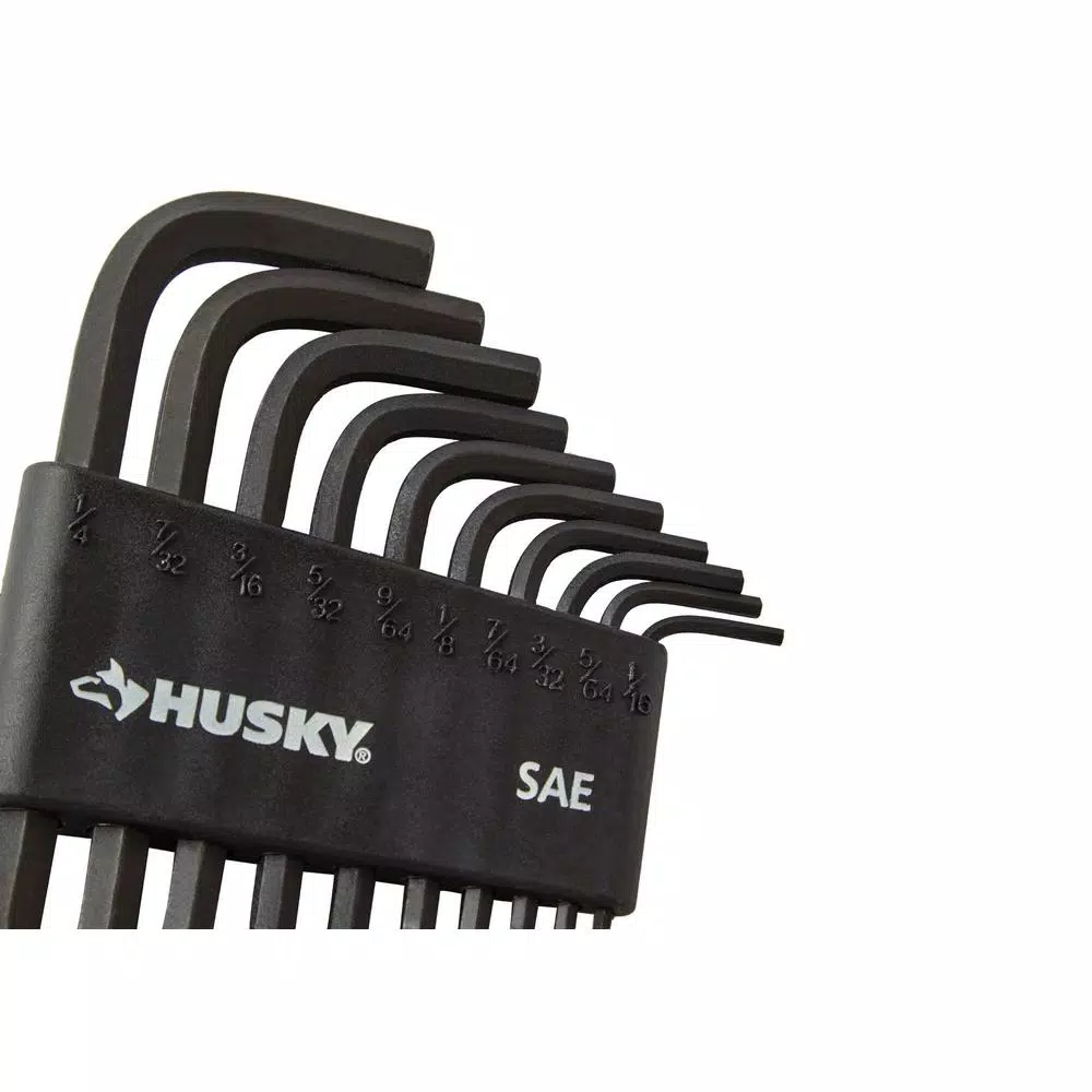 Husky 10-Piece SAE Short Arm Hex Key Set with Color-Coded Caddy