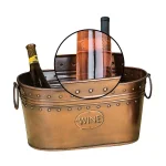LITTON LANE 17 x 8 in. Oval Metal Wine Cooler with Ring Handles - Polished Copper Brass and Patina thumbnail 3