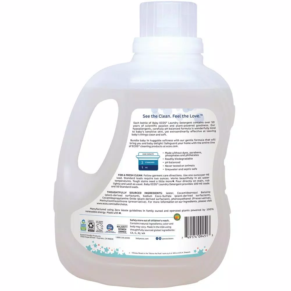 ECOS Baby Disney Free and Clear Liquid Laundry Detergent, 100 oz.