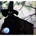 Haunted Hill Farm 7.5 ft. Animated Phantom Witch with Multi-Color LED Crystal Ball Halloween Prop thumbnail 3