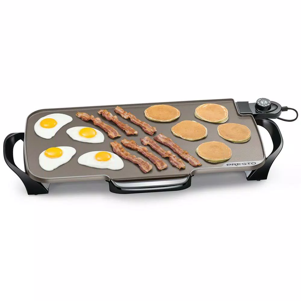 Presto 264 sq. in. Black Ceramic Electric Griddle with Temperature Sensor and Removable Handles