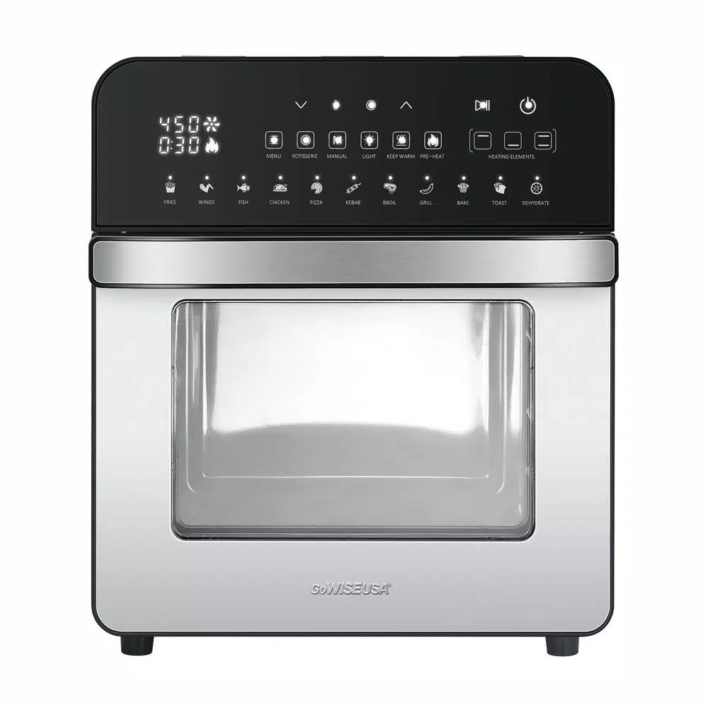 GoWISE USA GoWISE 1700W Ultimate Air Fryer Oven Grill with Dual Heating, Rotisserie & Dehydrator, 14.7 qt, Stainless Steel