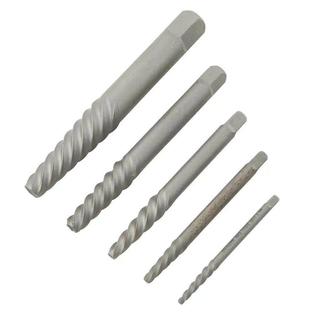URREA 5-Piece Spiral Bolt Extractor Set, 1/8 in. to 3/4 in., Hot Forged Steel