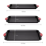 Classic Cuisine 3-Piece Nonstick Cookie Sheet Set with Silicone Handles thumbnail 3