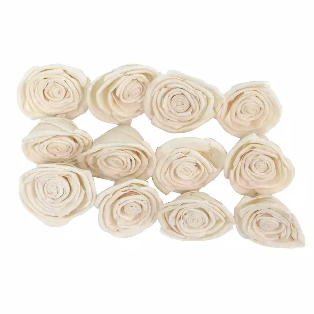 LITTON LANE White Sola Boxed Rose Flowers, Set of 2 - All-Natural Plant Fiber Decorative Rose Fillers