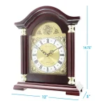 Bedford Clock Collection Redwood Mantel Clock with Chimes, Classic Wood Case with Quartz Movement thumbnail 3