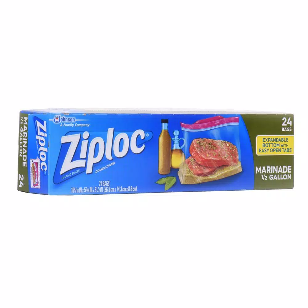 Ziploc Brand 0.5 Gallon Expandable Bottom Resealable Slider Bags, 12-Pack (24 Bags Total)