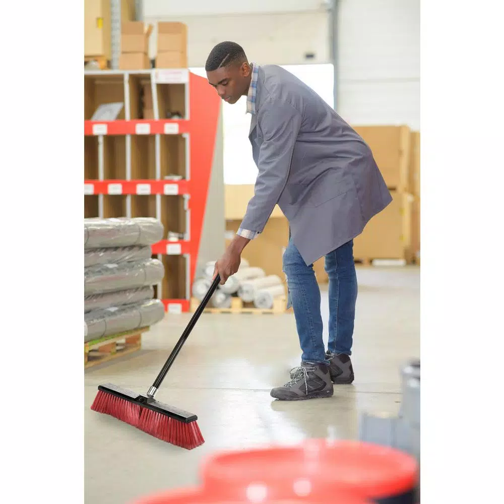 Alpine Industries 24 in. Red Indoor Outdoor Push Broom, 3-Pack