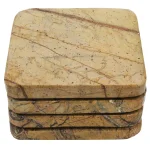 Unbranded Jodhpuri 4-Piece Brown Forest Natural Marble Coaster Set thumbnail 1