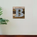 Crystal Art Gallery Rustic Metal and Wood Initial Letter B - Galvanized Industrial Wall Decor thumbnail 1