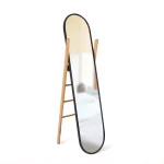 Umbra Modern Black Leaning Floor Mirror with Solid Wood Easel Storage Rack thumbnail 2