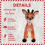 Fraser Hill Farm 15 ft. Pre-Lit Reindeer Christmas Inflatable with Moving Head thumbnail 3