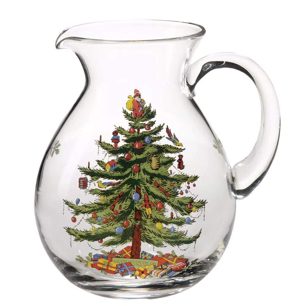 Spode Christmas Tree 6 Pt. Glass Pitcher for Holiday Serving