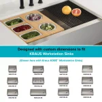 Kraus Workstation Kitchen Sink Accessory Set - Bamboo Serving Board & 5 Stainless Steel Prep Bowls thumbnail 4