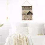LR Home Trellis Beige and Charcoal Geometric Braided Fringed Wall Tapestry thumbnail 7