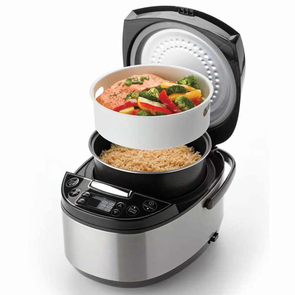 AROMA 12-Cup Sensor Logic Rice Cooker and Food Steamer, Brushed Stainless Steel