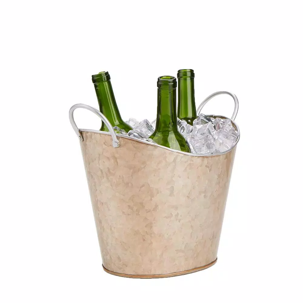 Mind Reader Copper Plated Galvanized Oval Beverage and Ice Bucket with Handles