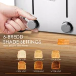 Boyel Living 1500W 4-Slice Wide Slot Silver Toaster with 6 Shade Settings and Removable Crumb Tray thumbnail 4