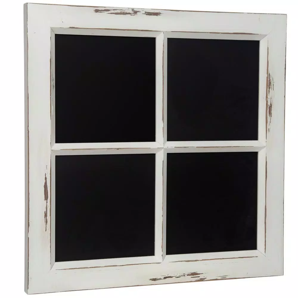 Pinnacle Distressed White Window Pane Framed Chalkboard - Rustic Farmhouse Memo Board