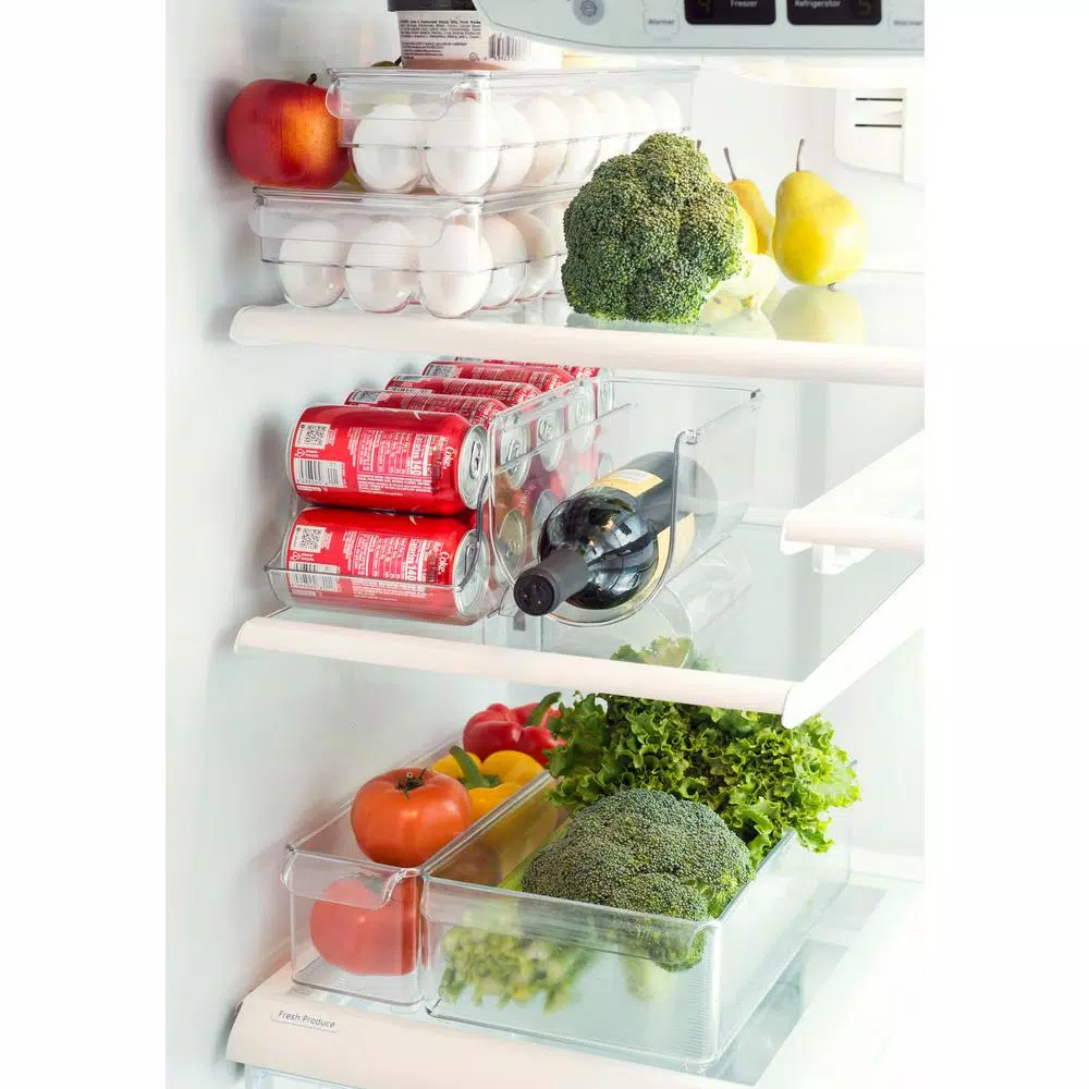 Home Basics Clear Plastic Soda Can Holder - 8 Can Capacity Refrigerator Organizer