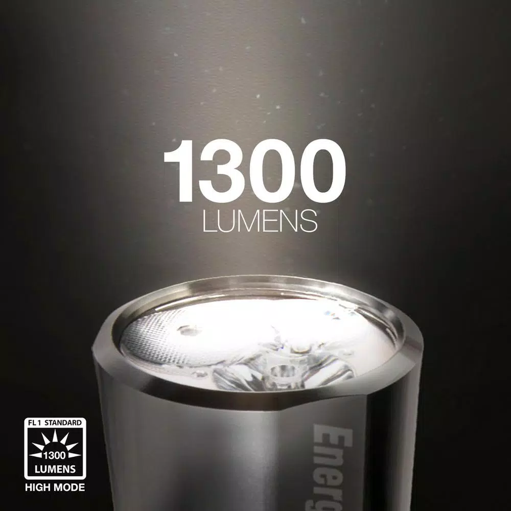 Energizer VISION HD Extra Performance 1300 Lumen LED Flashlight, Digital Focus, Silver