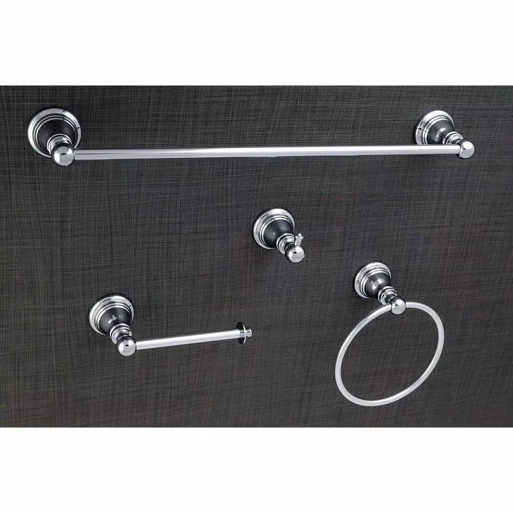 Kingston Brass Classic 4-Piece Polished Chrome Bath Hardware Set - Transitional Style