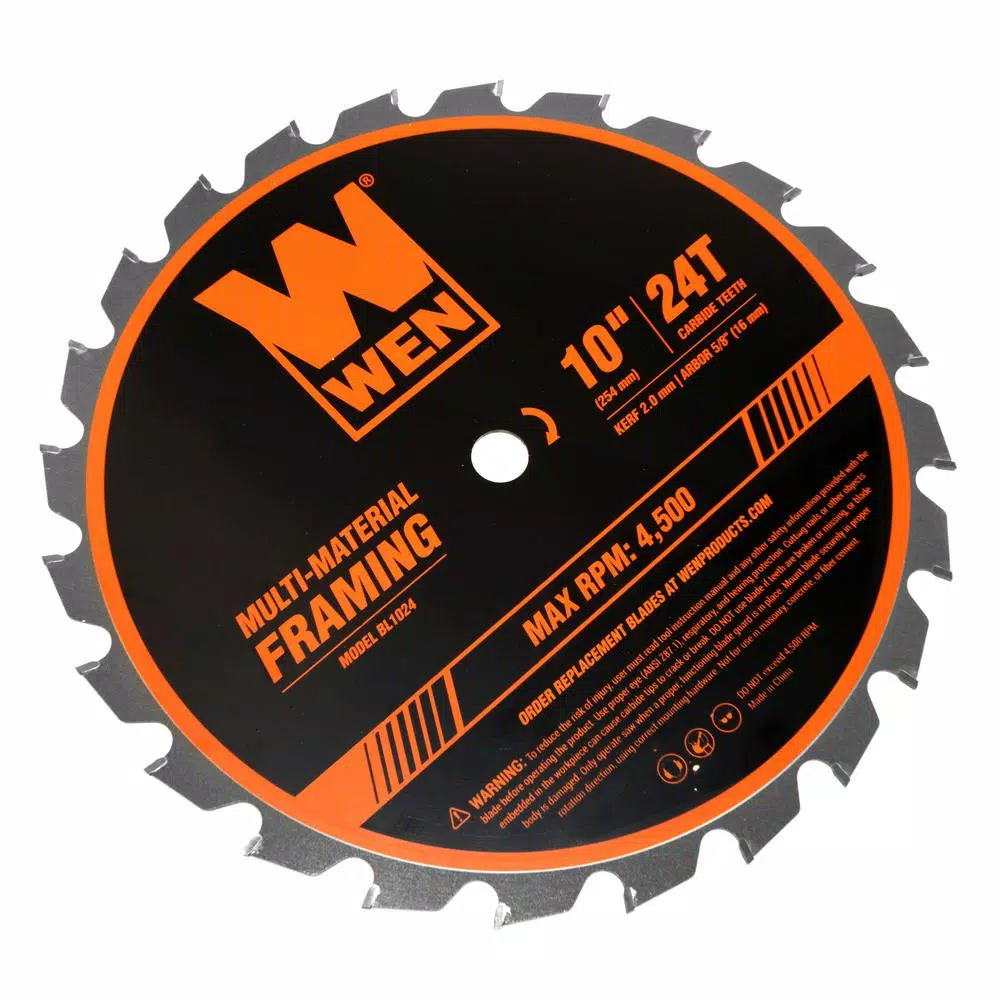 WEN 10-Inch 24-Tooth Carbide-Tipped Professional Multi-Material Framing Saw Blade