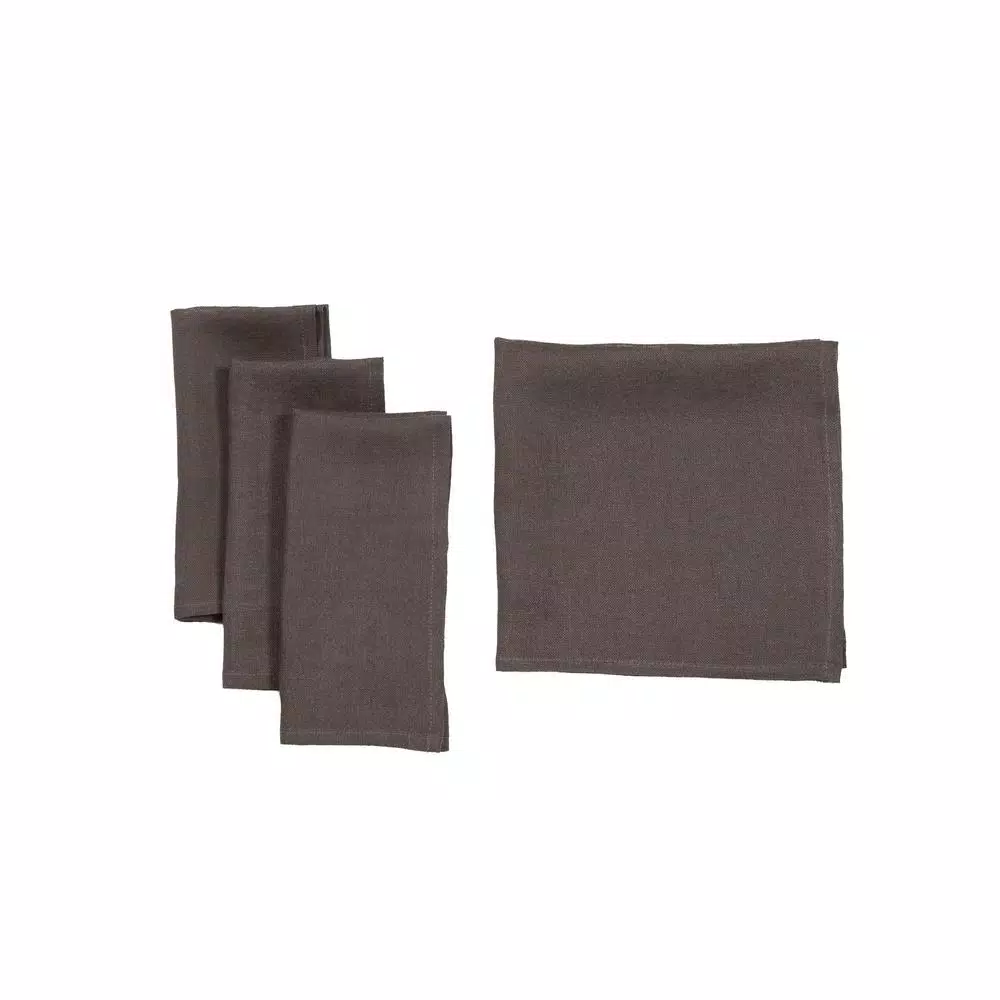 Manor Luxe Classic 100% Linen Napkins, Dark Gray (Set of 4)