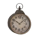LITTON LANE Rustic Distressed Round Analog Wall Clock with Corrugated Iron Frame thumbnail 2