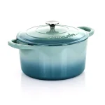 Crock-Pot Artisan 7 Qt. Enameled Cast Iron Round Dutch Oven with Lid, Aqua Blue thumbnail 1