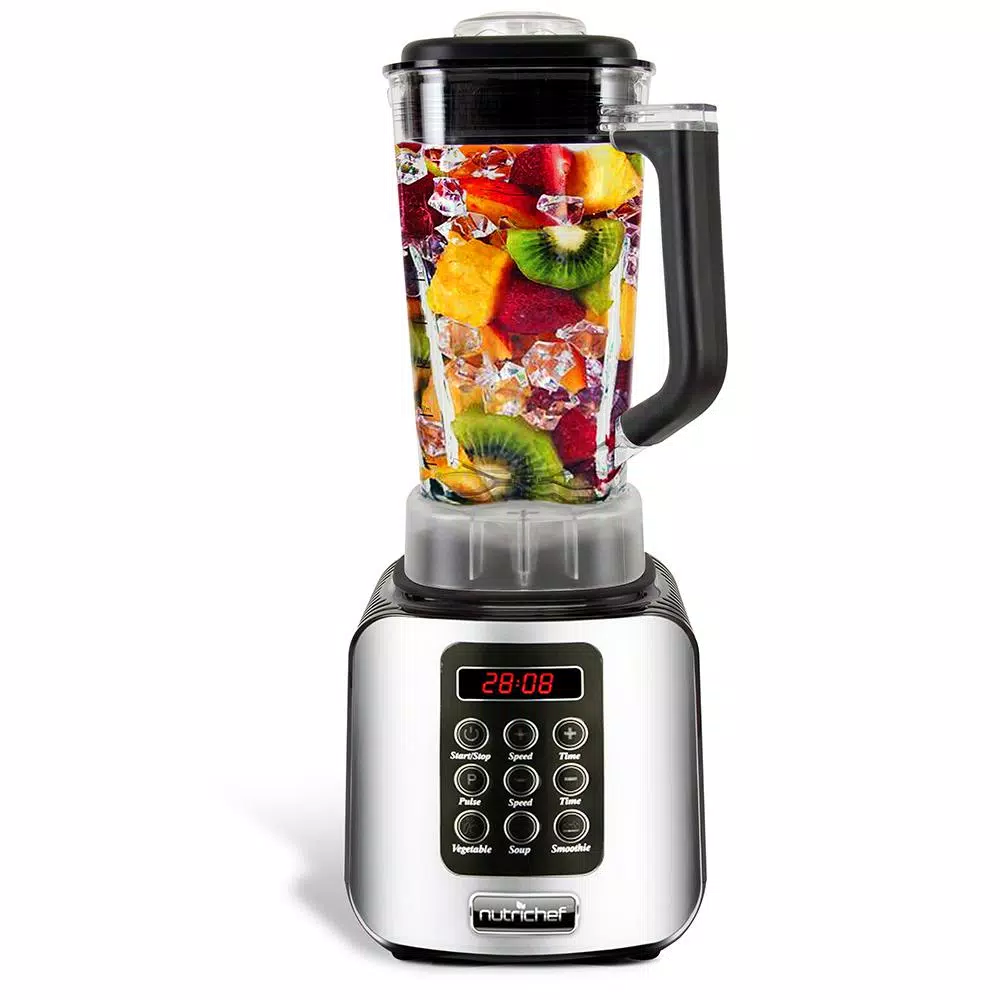 NutriChef 1700W High-Speed Digital Countertop Blender, 57 oz. 5-Speed Jar with Pulse and LCD Display, Black