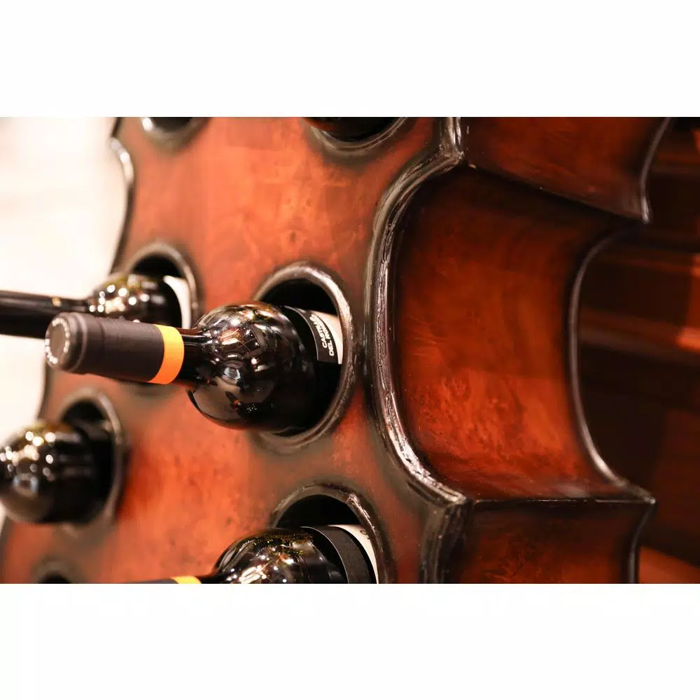 Vintiquewise Vintage Wooden Cello Shaped Wine Rack - 10 Bottle Floor Display