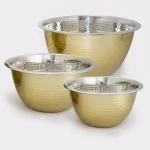 ExcelSteels 5 Qt. Professional Stainless Steel Hammered Mixing Bowl with Gold Tone thumbnail 1