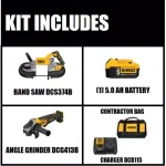 DEWALT 20V MAX XR Cordless Brushless Deep Cut Band Saw & 4-1/2 in. Grinder Kit with 5.0Ah Battery and Charger thumbnail 2