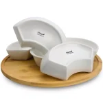 Elama Signature Collection Lazy Susan Appetizer and Condiment Server Set, 6-Piece Stoneware thumbnail 4