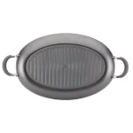 Circulon Elementum 15 in. Hard-Anodized Aluminum Nonstick Oval Grill Pan, Oyster Gray thumbnail 3