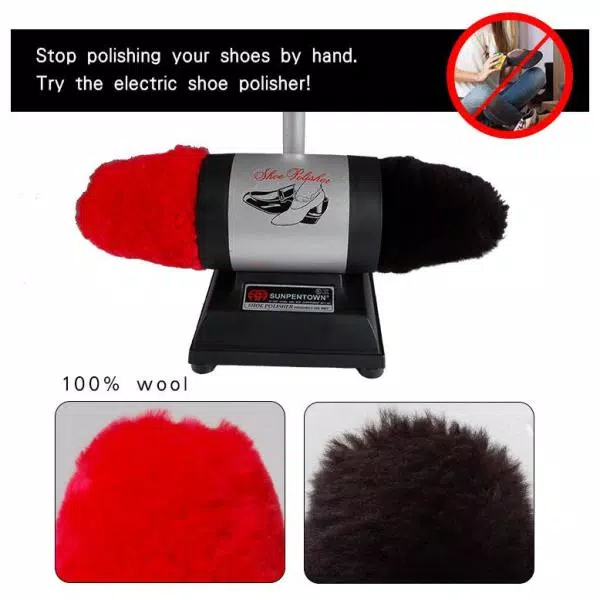 SPT Professional Shoe Buffer with 100% Lamb Wool Dual Buffers and 31 in. Stand-Up Operation