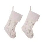 Glitzhome 21 in. White Plush Velvet Christmas Stocking Set with Snowflake Embroidery (2-Pack) thumbnail 1