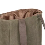 Picnic Time Khaki Green Waxed Canvas 2-Bottle Insulated Wine and Cheese Tote Bag thumbnail 4