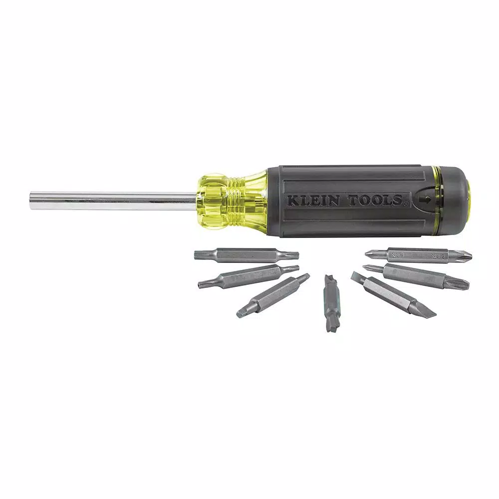 Klein Tools 15-in-1 Multi-Bit Screwdriver with Internal Bit Storage and Cushion-Grip Handle